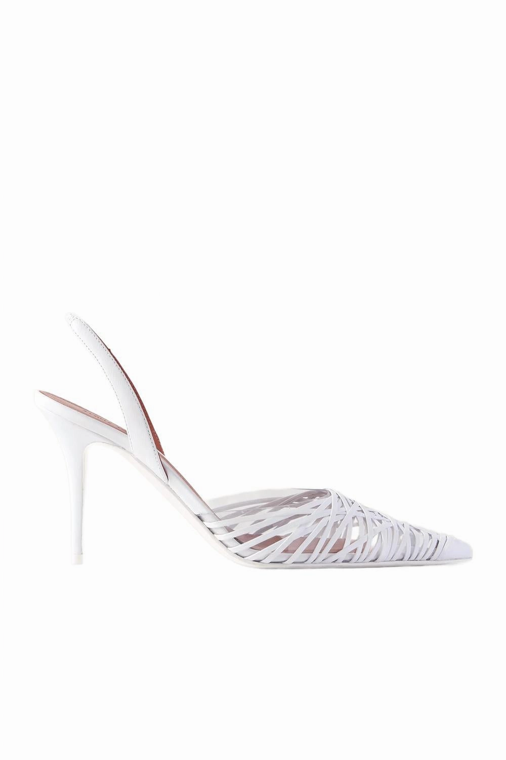 Black Glam Walk Tall Women's Lori Sling Pumps In White