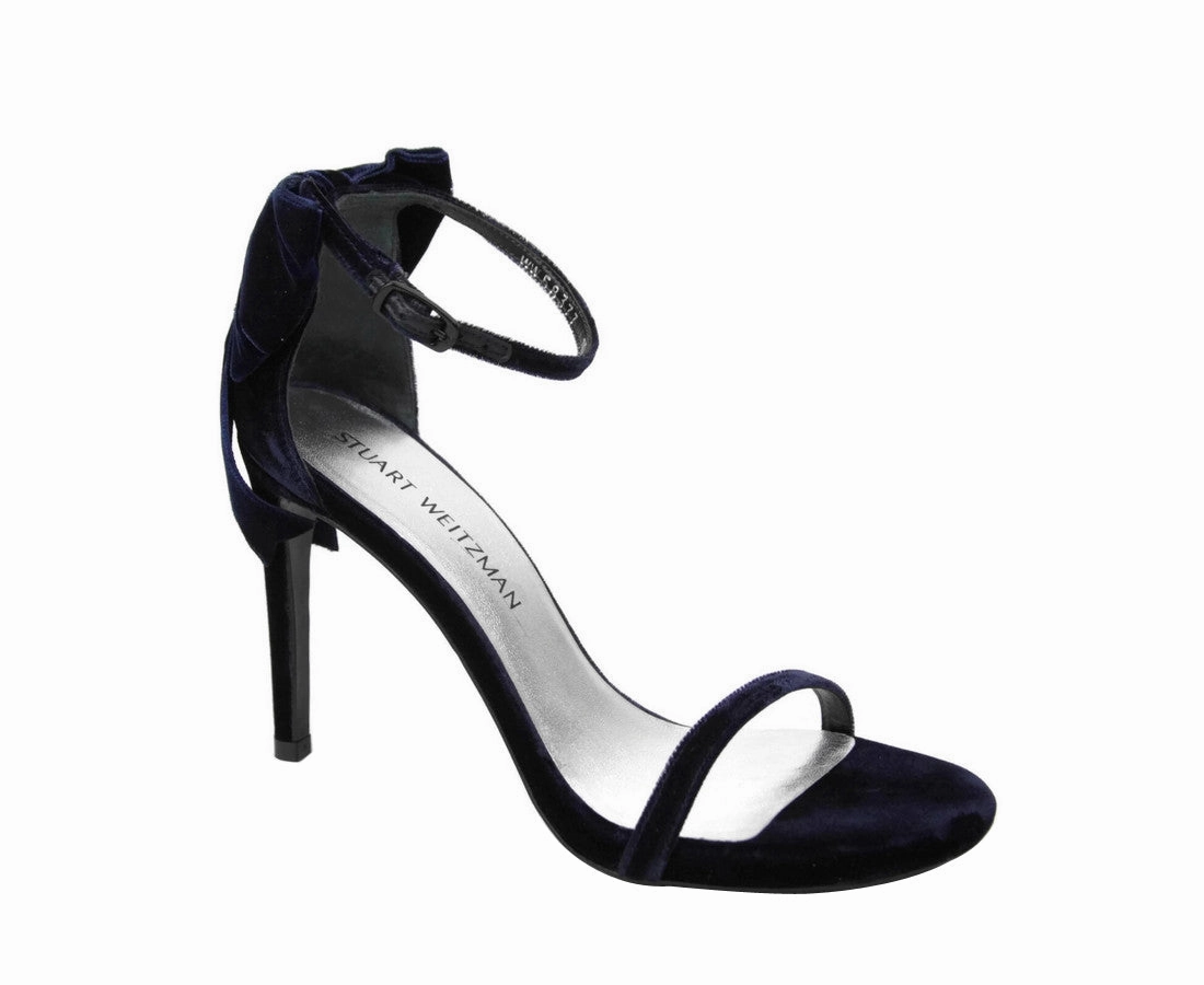 Stuart Weitzman Women's Velvet Ankle Strap Mybow Sandal Comfy Walk Stylish Vibe