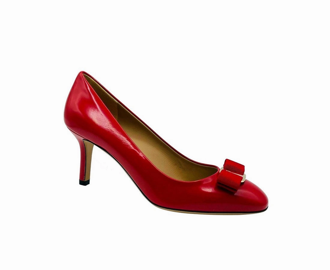 Salvatore Ferragamo Women's  Leather Bow Heel Pump Brunch Time