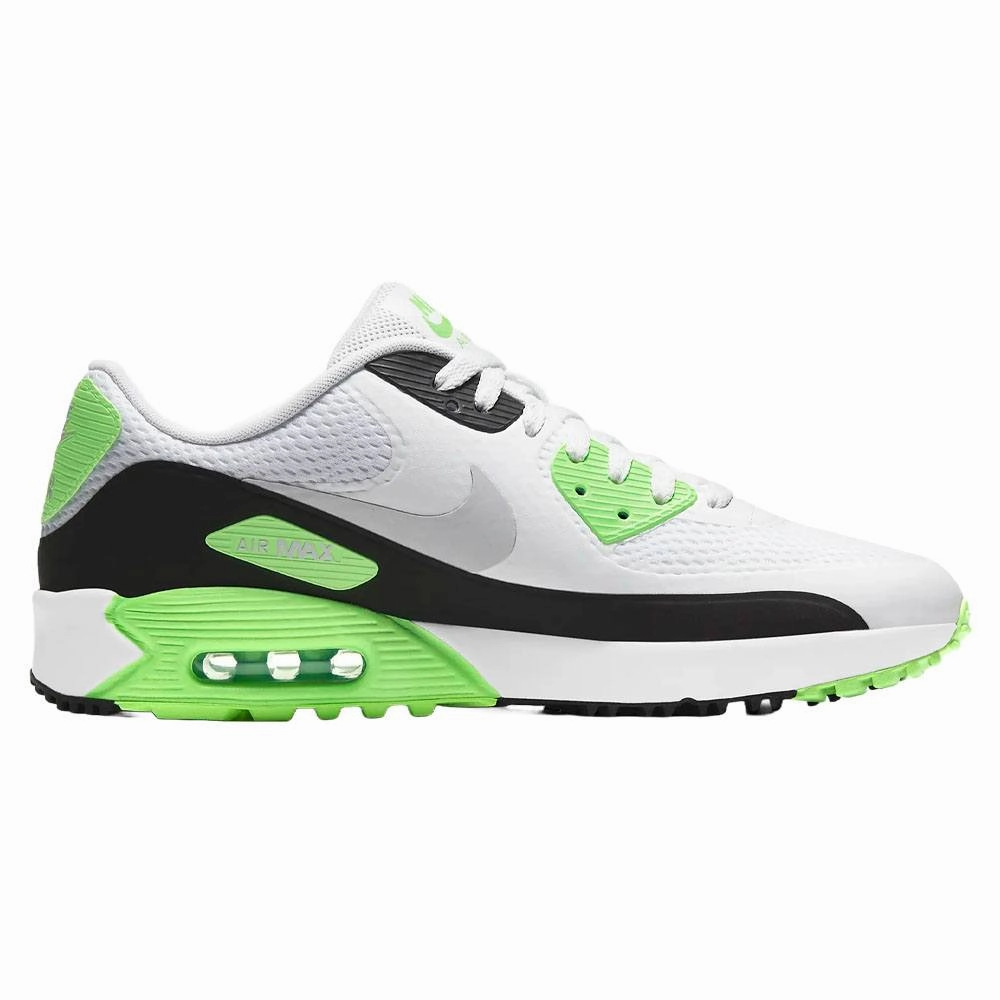Nike Air Max 90 G Spikeless Golf Shoes White/Neutral Gray/Black/Flash Lime - 24 Unisex Trail Ready Performance Motion