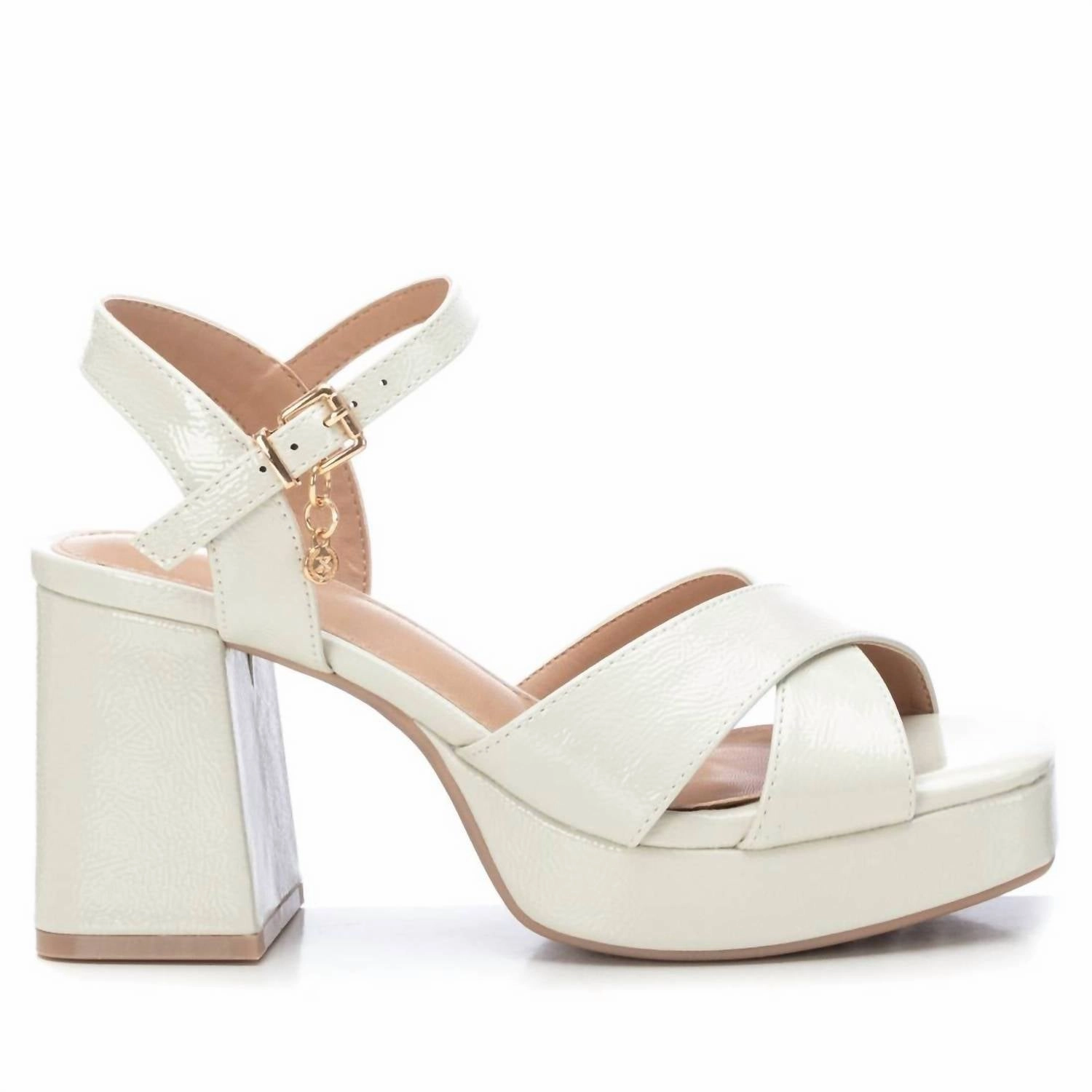 Women's Heeled Platform Sandals In Ice Leather Material