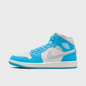 Neutral Arch Elastic Gaiter Collar Jordan Women's 1 Mid Dark Powder Blue / Neutral Grey - White