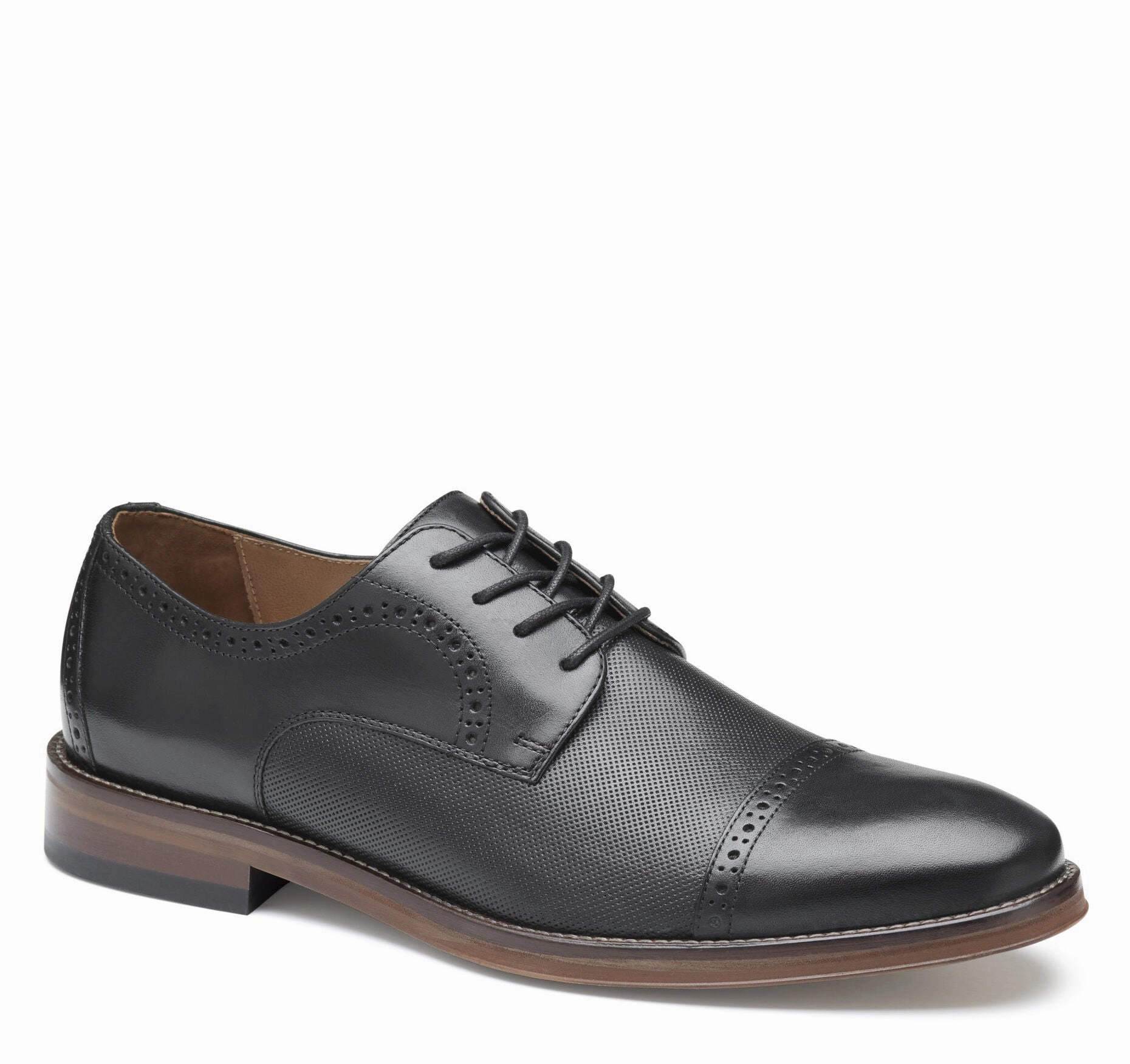 Johnston & Murphy Men's Sutton Embossed Cap Toe  Shoe Flexible Frame Dress Code Fit