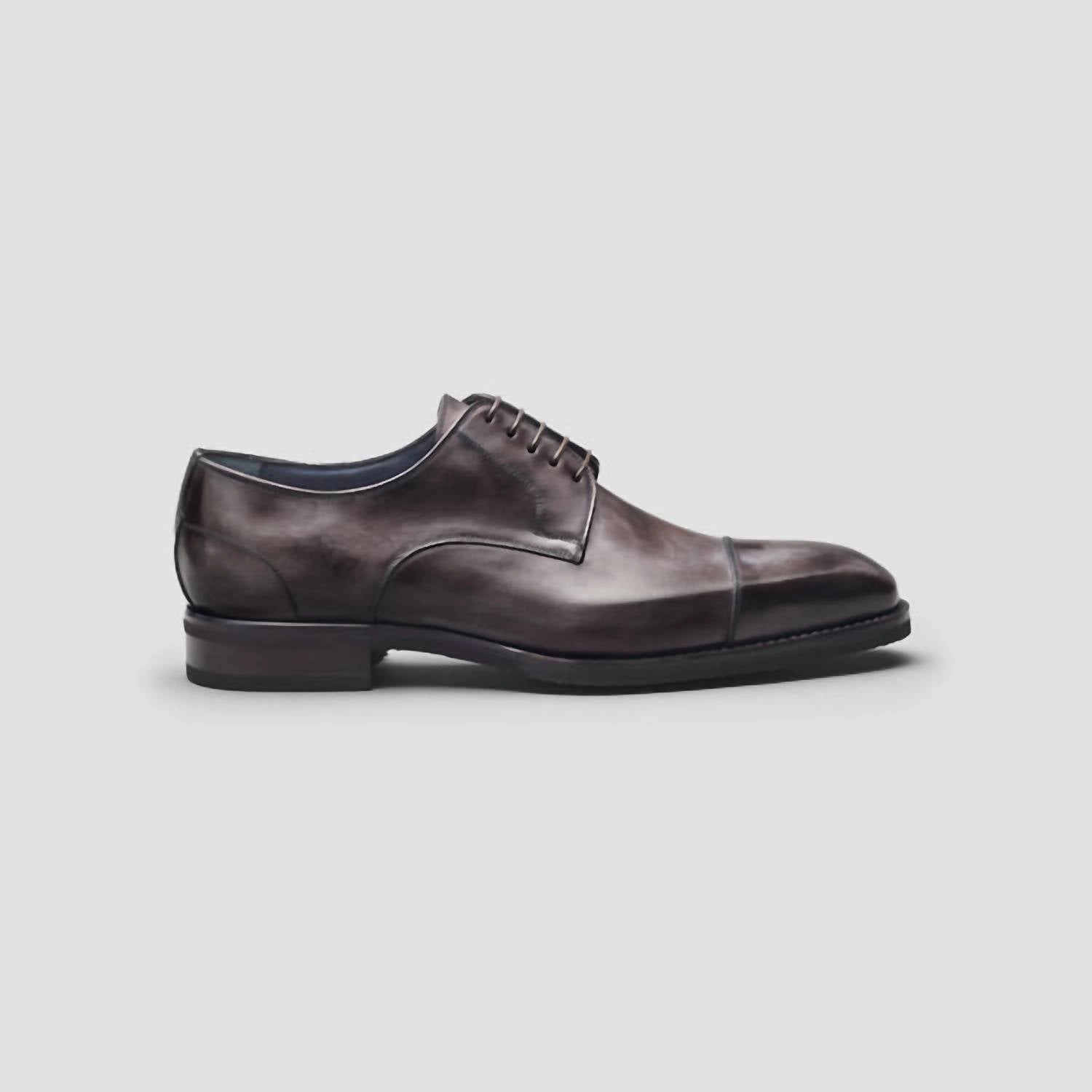 Travel Friendly Classic Edge Office Ready Men's Pesaro Fumo Captoe Oxford Shoes In Deep Grey