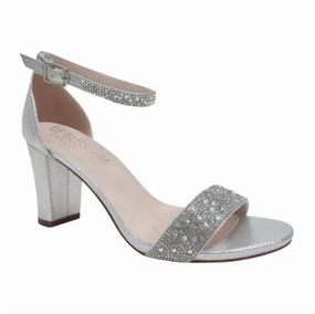 Body Proud Designer Touch Women's Shimmer Ankle Strap Heel In Silver