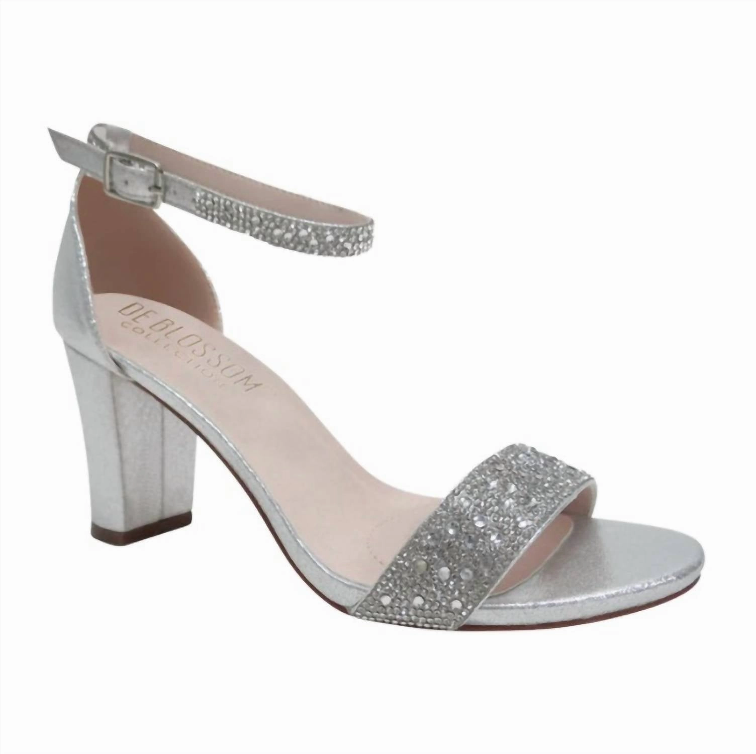 Women's Shimmer Ankle Strap Heel In Silver Classy Look Iconic look