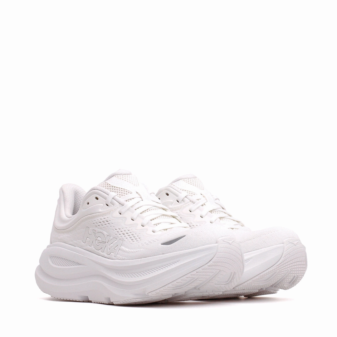 foldable running shoes Hoka One One Men Bondi 9 White 1162011-WWH