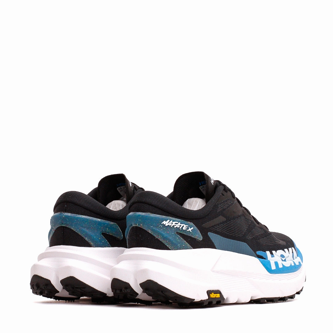 Comfortable Cushions running in a neighborhood Hoka One One Men Mafate X Black Skyward Blue 1161990-BKSK