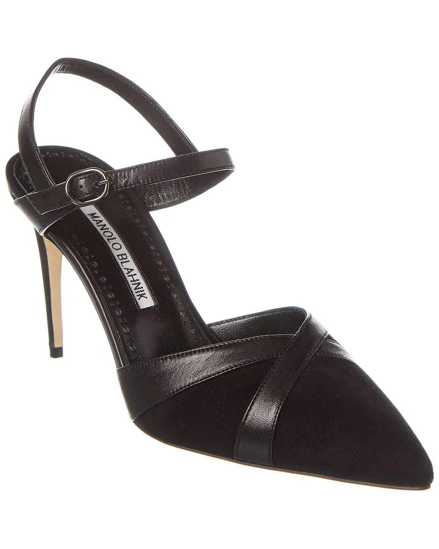 Fast Pick Holiday Spark Manolo Blahnik Aristida 90 Suede & Leather Pump