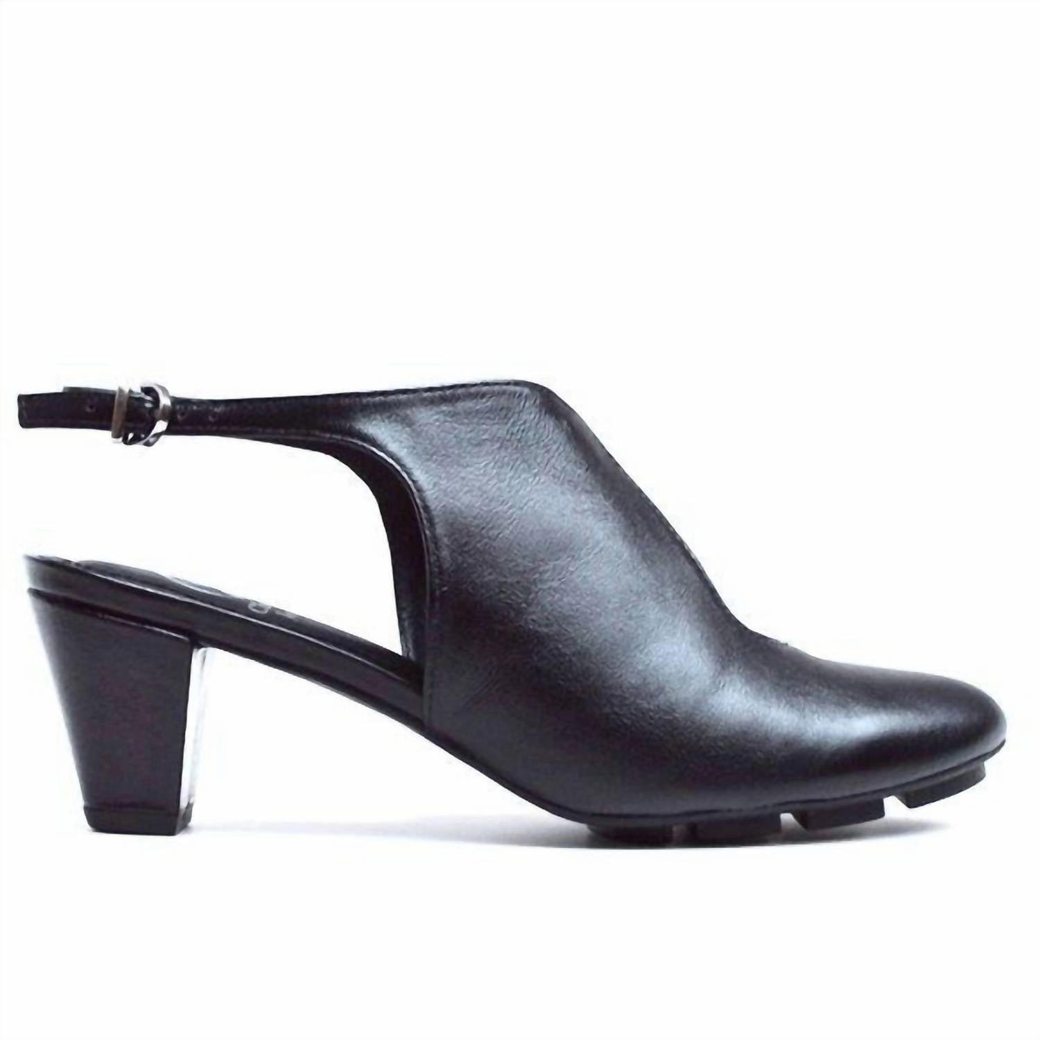 Women's Wave Mid Heels In Black Leather Box Guard