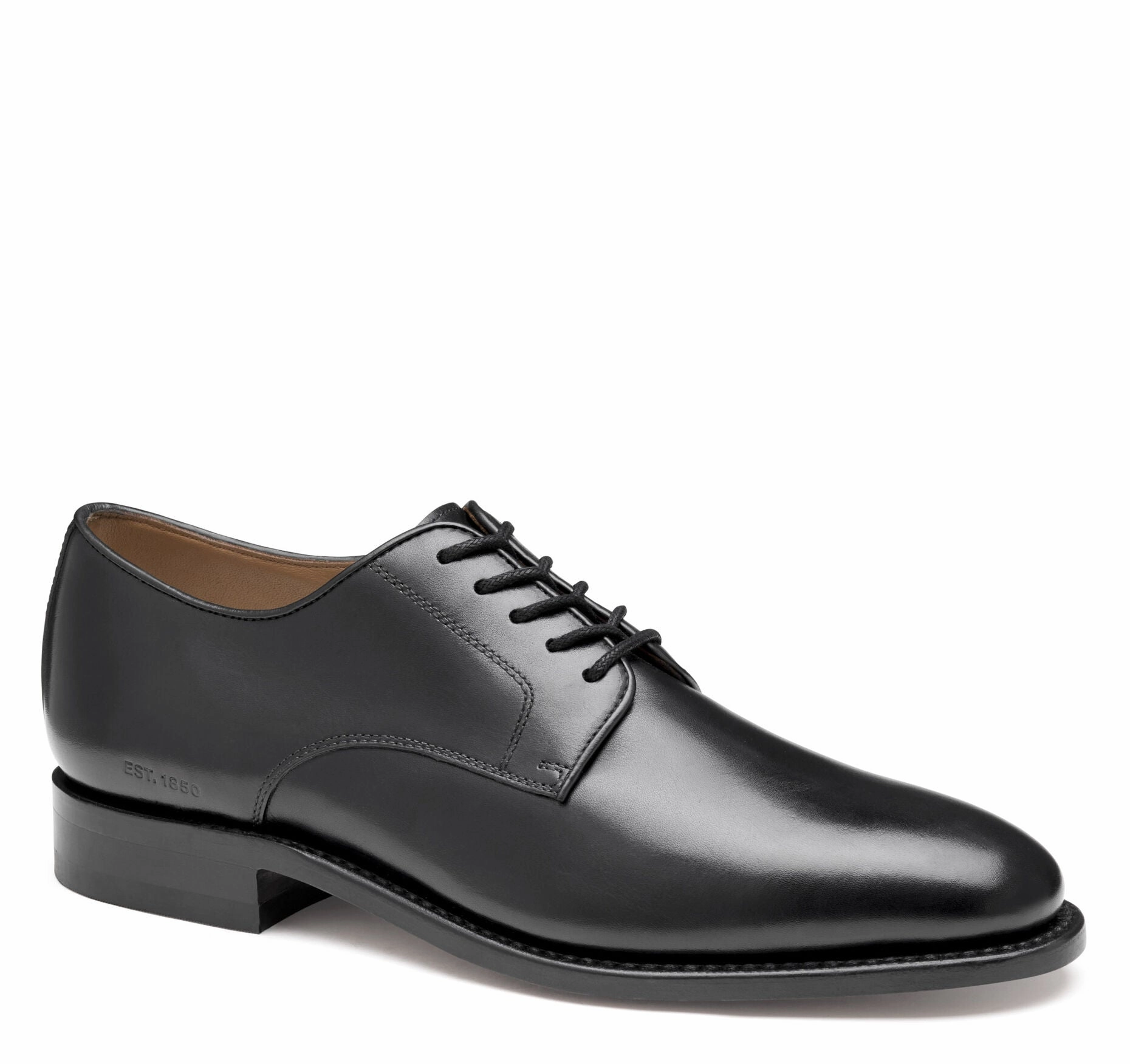 Johnston & Murphy Men's Kensington Plain Toe Lace Up Oxford Shoe Simple Step Style Glossy Layer Busy Commuter