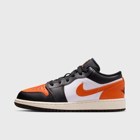 Jordan 1 Low GS Black / Starfish - White Orthotic Friendly Footbed