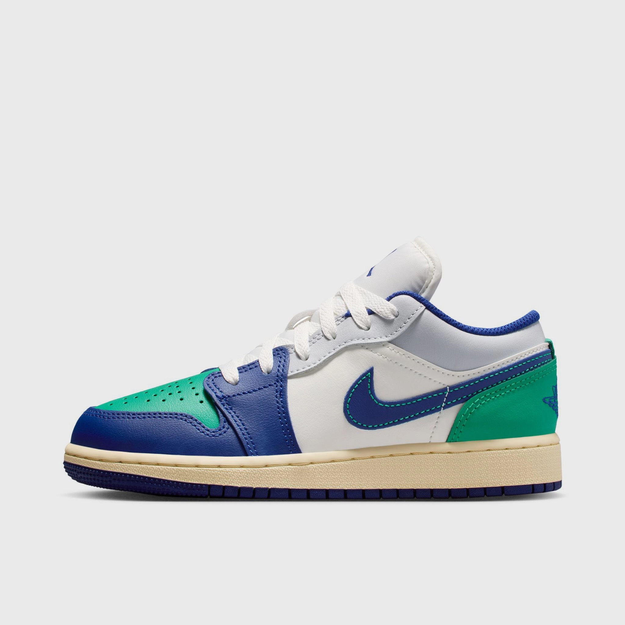 Jordan 1 Low GS Sail / Deep Royal Blue - Stadium Green Maximum Support Mid Cut Frame