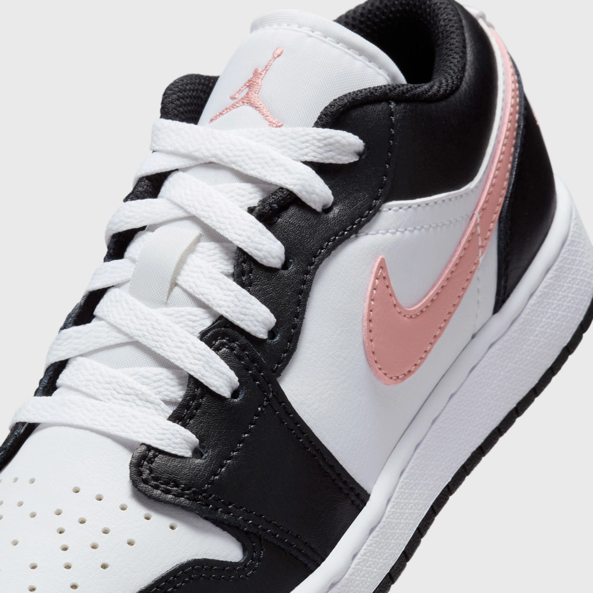 Jordan 1 Low GS White / Rust Pink - Black Stability Cushion
