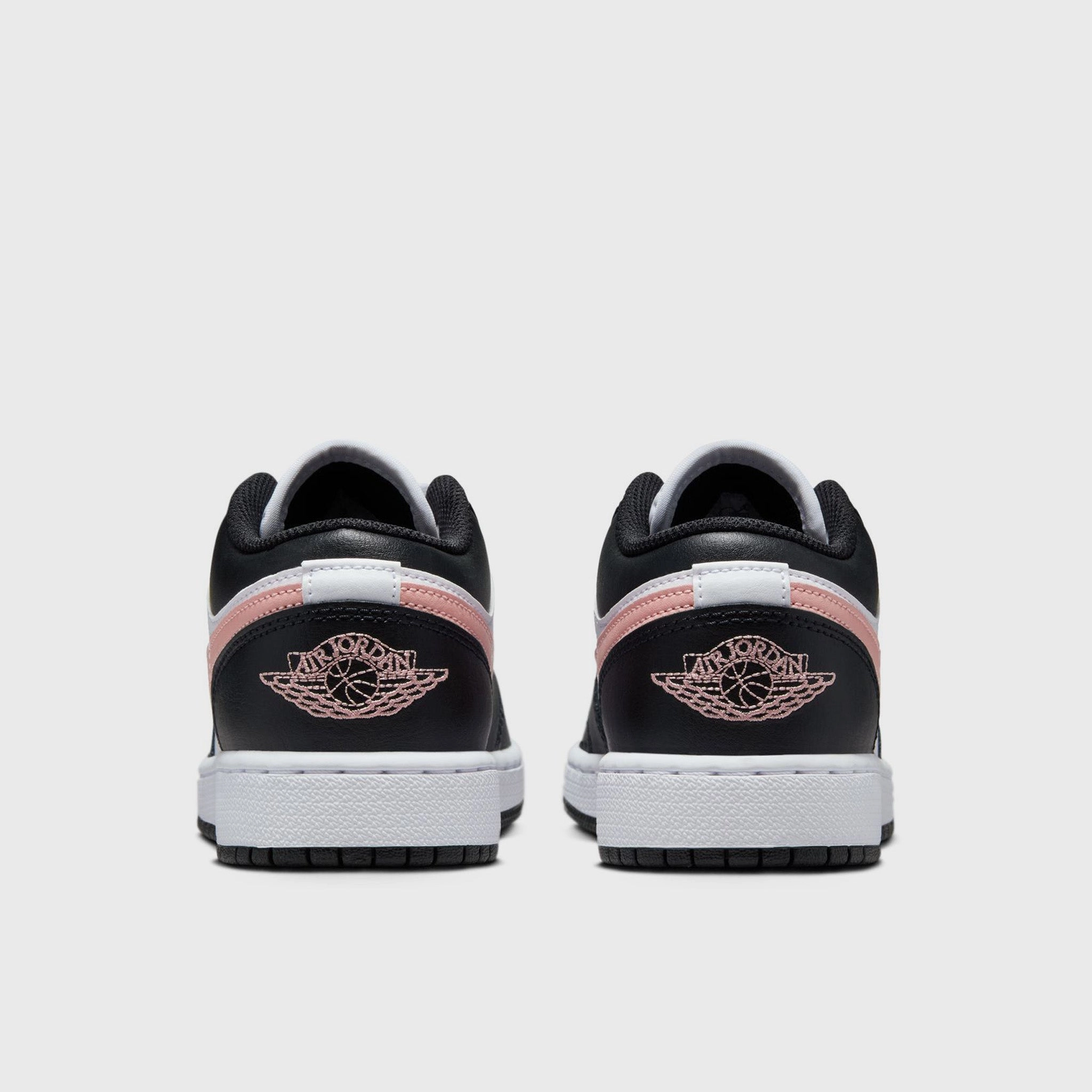 Jordan 1 Low GS White / Rust Pink - Black Seamless Toe Cage Ventilation Mesh Fabric