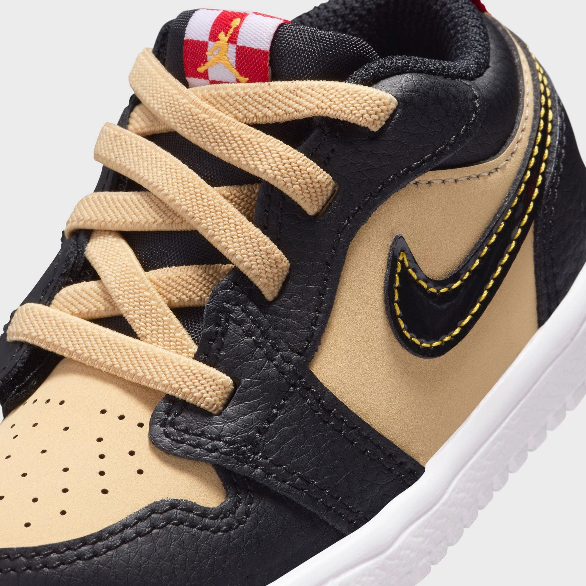 Jordan 1 Low SE TD Sesame / Fire Red - Black Lace Up Style High Traction Pattern