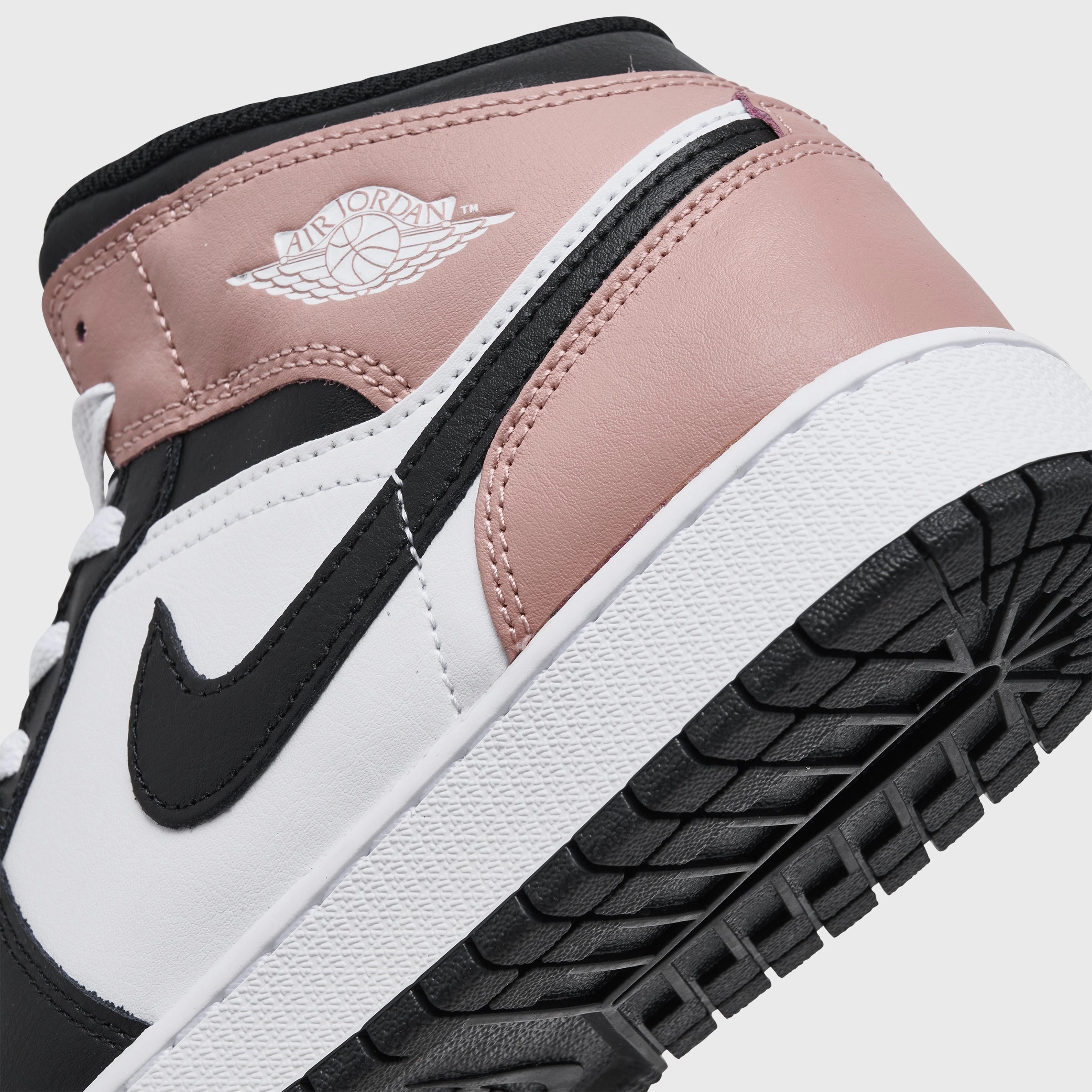 Multi Layer Foam Construction Jordan 1 Mid GS White / Black - Rust Pink