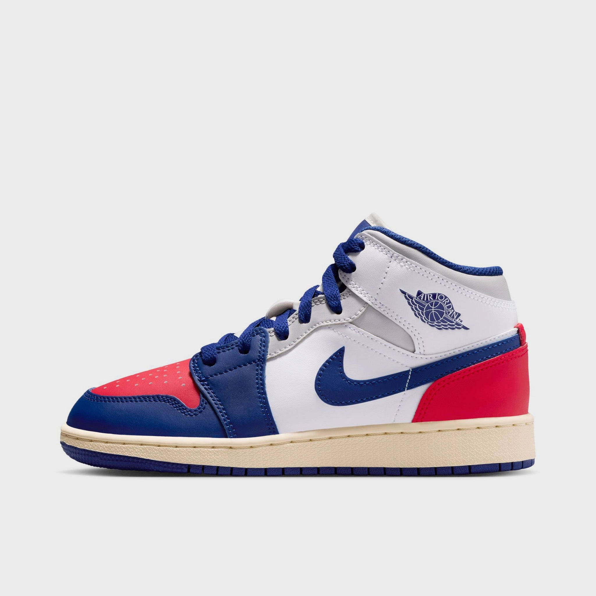 Jordan 1 Mid GS White / Deep Royal Blue - University Red Comfortable insoles
