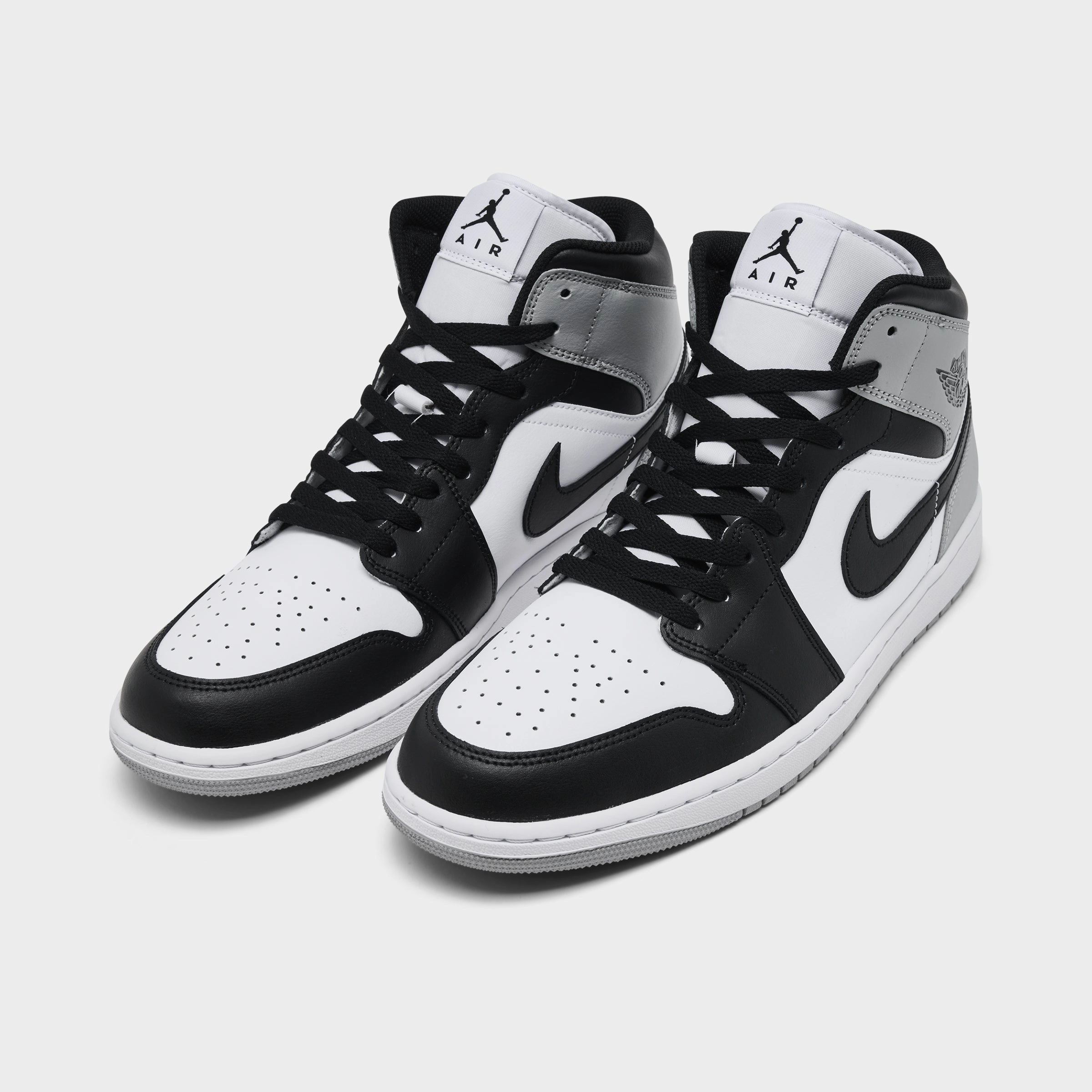 Jordan 1 Mid White / Black - Light Smoke Grey Smooth ride Grounded Heel Cup