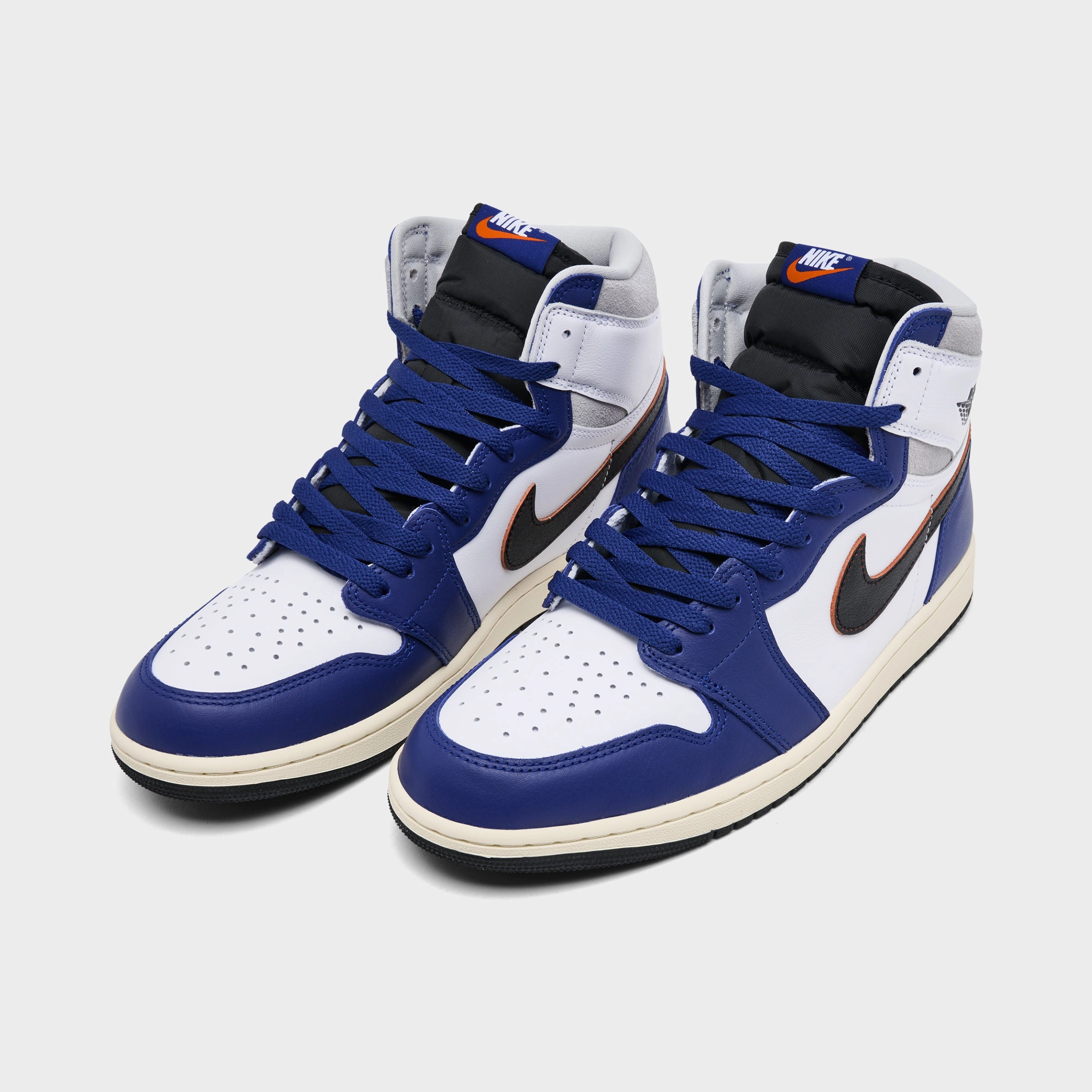 Jordan 1 Retro High OG White / Black / Neutral Grey - Deep Royal Blue Elasticated Sides Airflow Channel Design