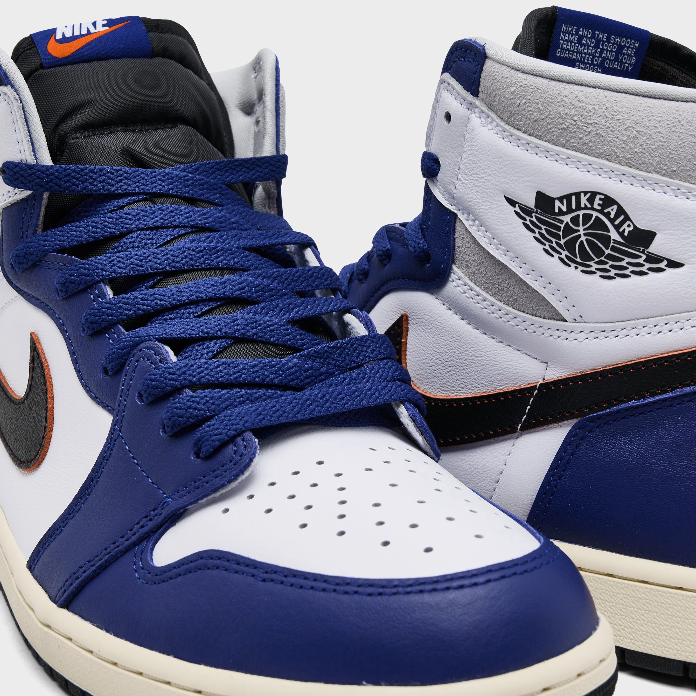 Jordan 1 Retro High OG White / Black / Neutral Grey - Deep Royal Blue Suede Trim