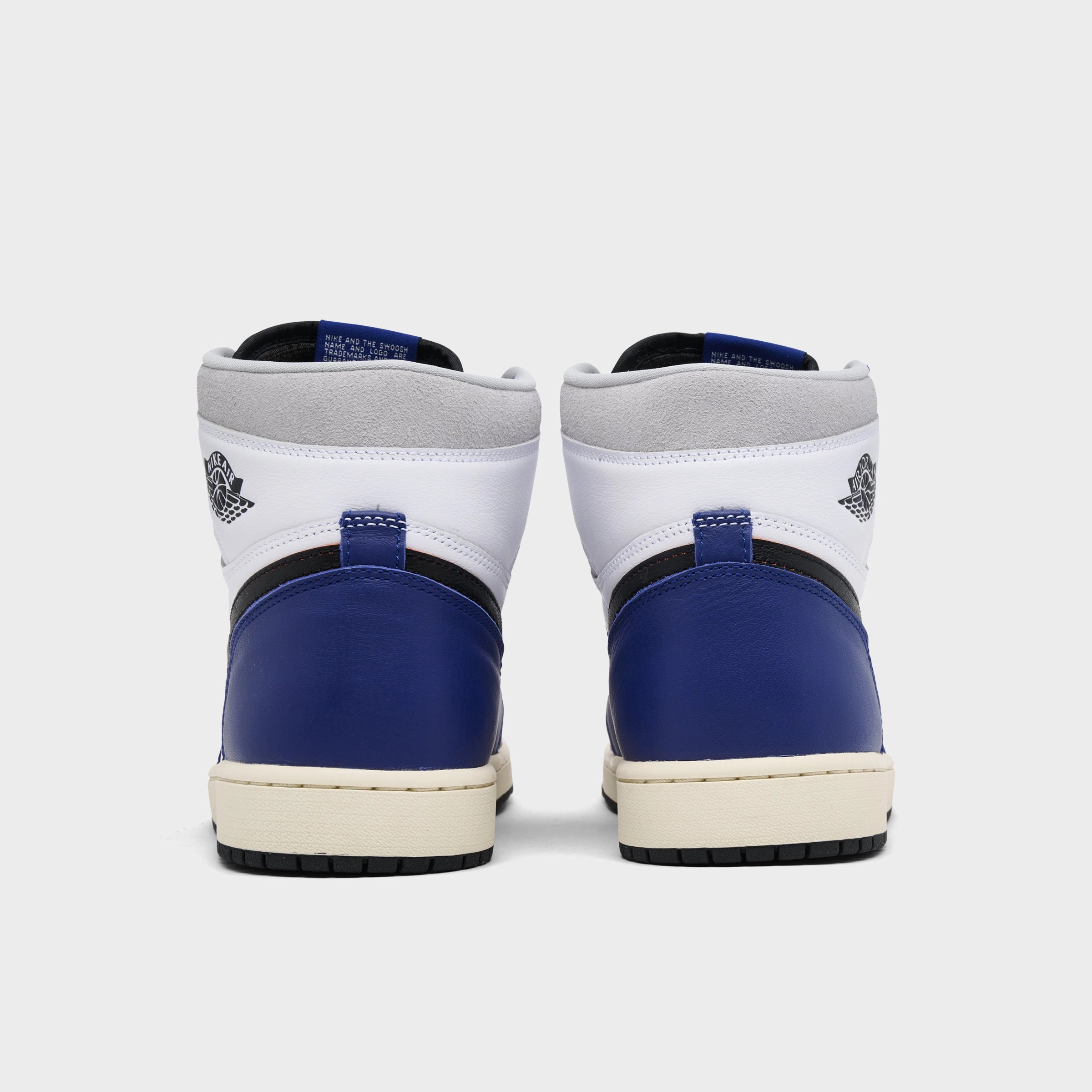 Jordan 1 Retro High OG White / Black / Neutral Grey - Deep Royal Blue Compression Fit Collar Double Layered Collar
