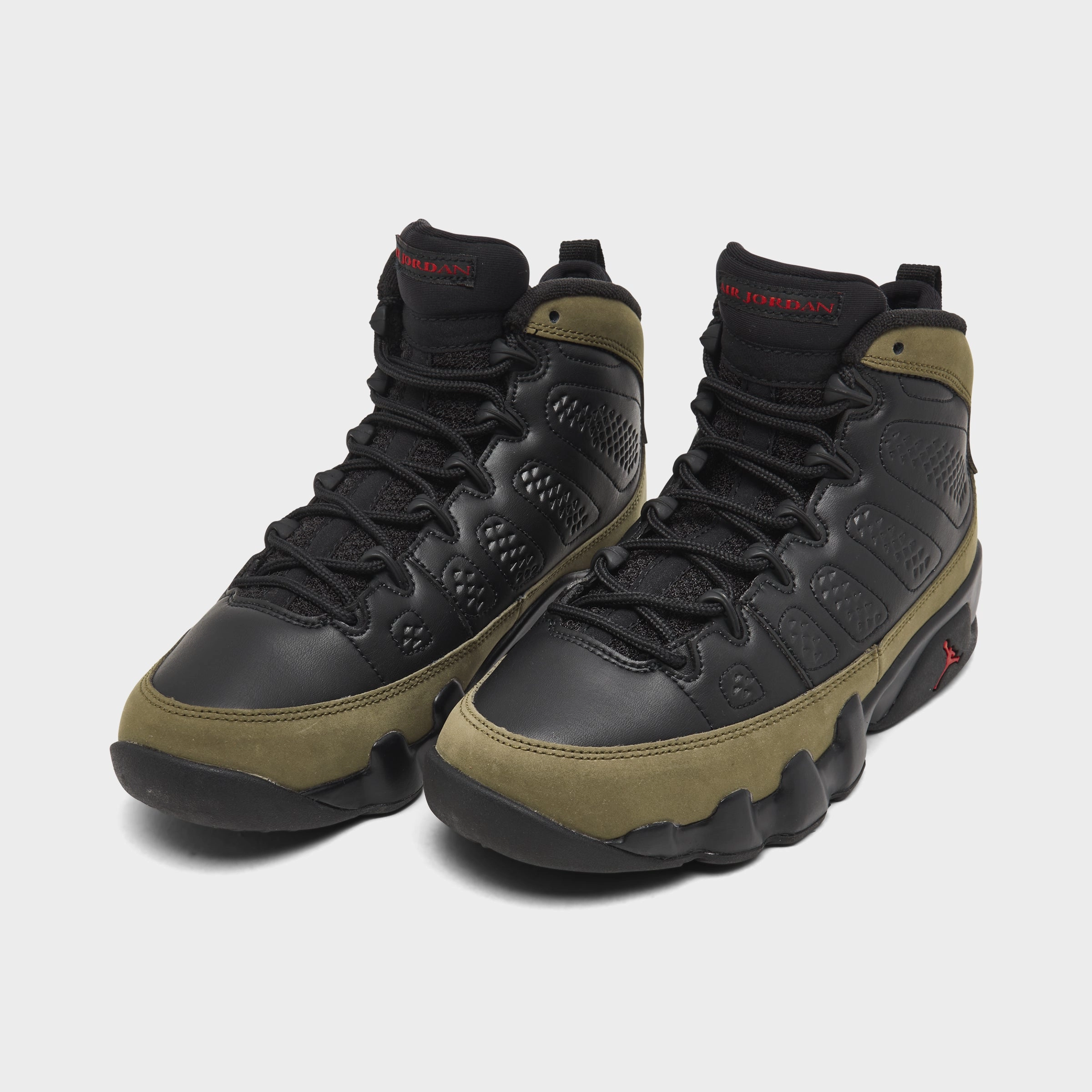 MoistureWicking Strong Finish Jordan 9 Retro GS Black / True Red - Light Olive