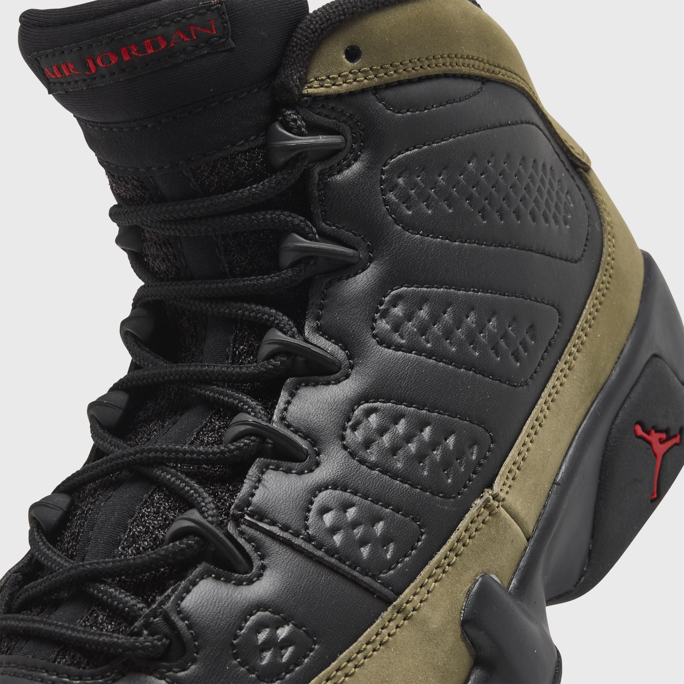 Jordan 9 Retro GS Black / True Red - Light Olive Anti Friction Lining