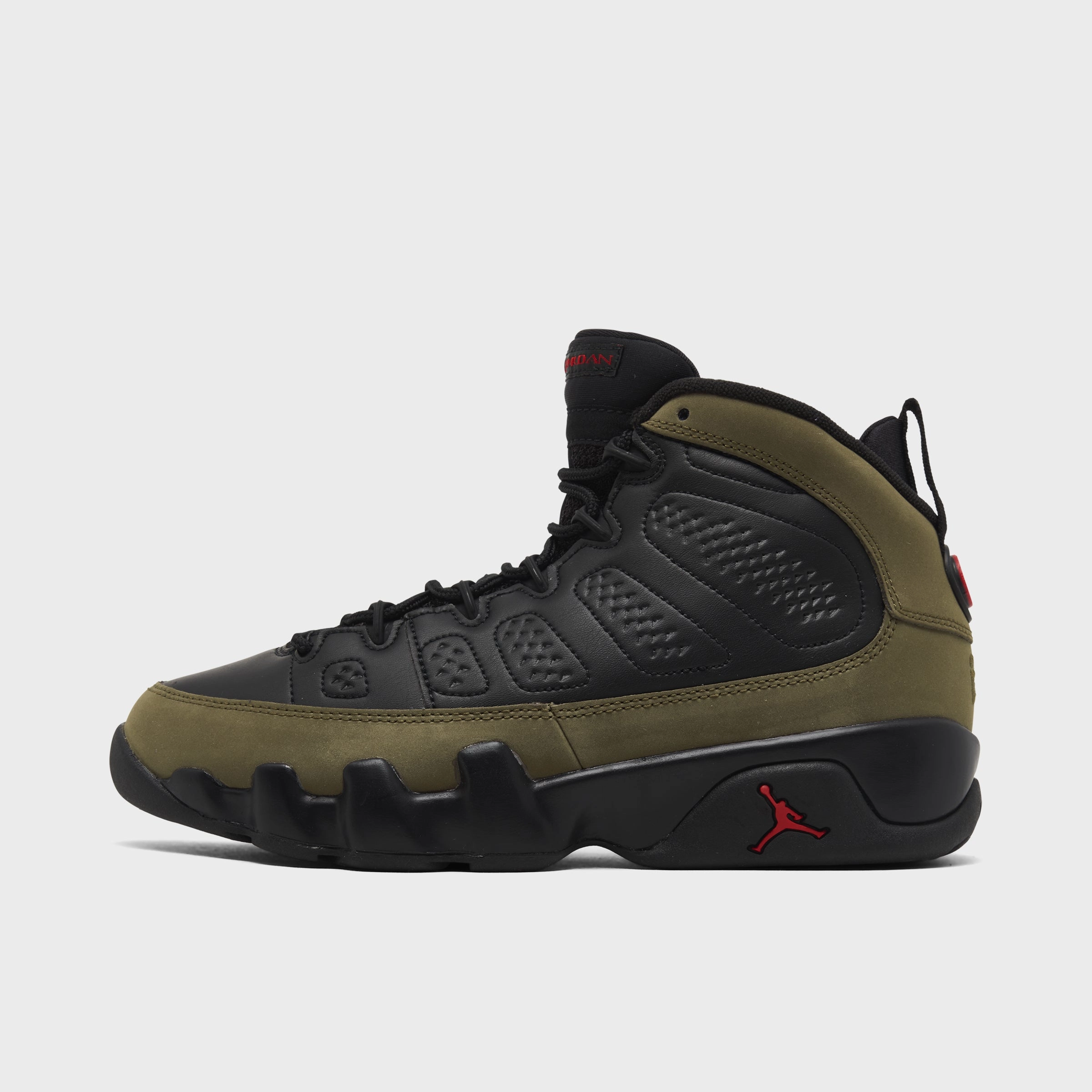 High-Performance Support Jordan 9 Retro GS Black / True Red - Light Olive