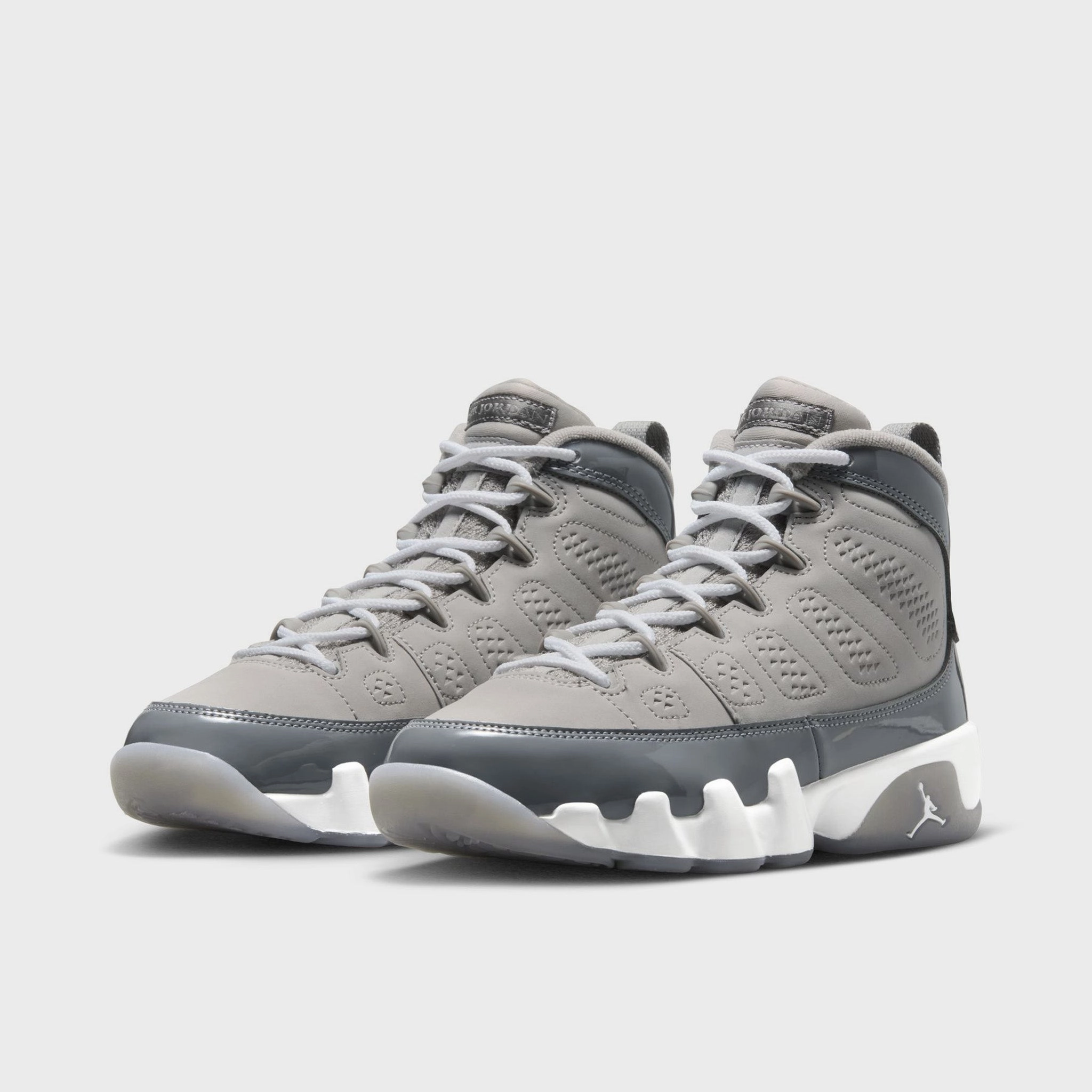 Jordan 9 Retro GS Medium Grey / Cool Grey - White Sock Like Fit Design Elastic Collar