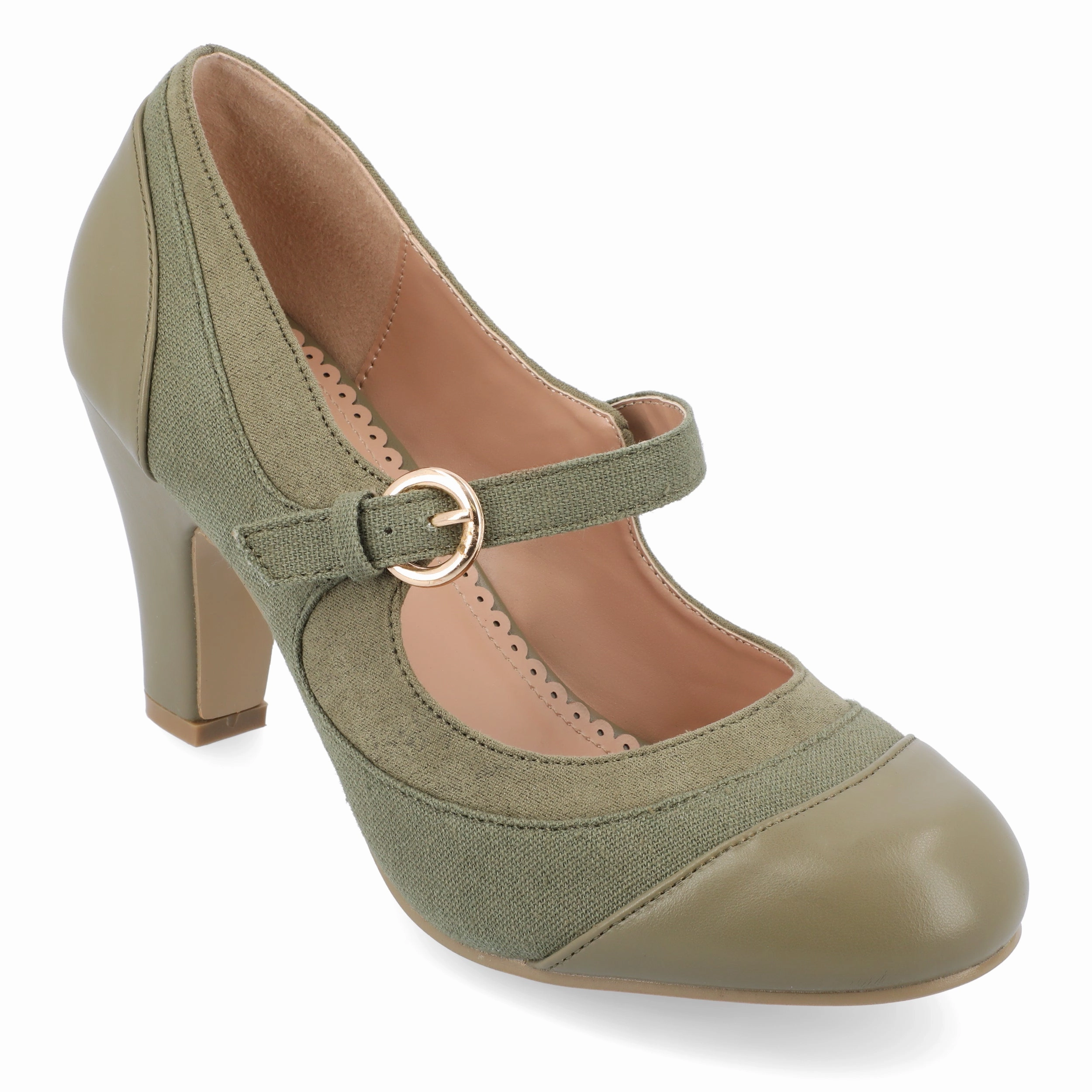 Journee Collection Womens Siri Medium and Wide Width Round Toe Block Heel Mary Jane Pumps Buckle Detail french chic