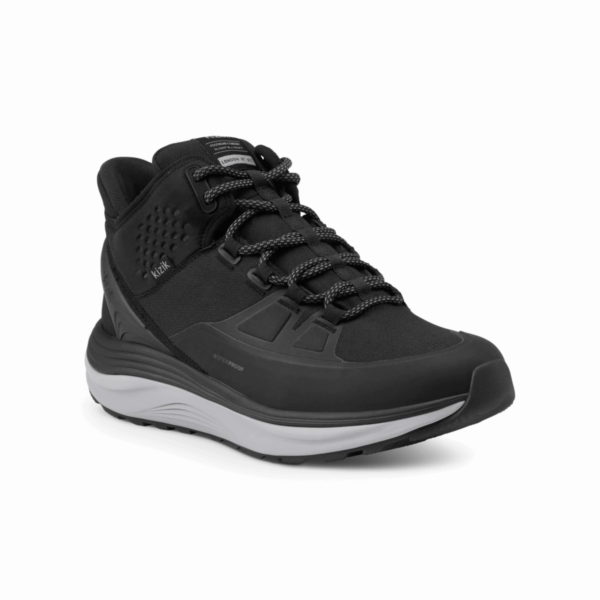 Cold Proof Abrasion Resistant Lining Kizik Men's London All-Terrain Mid Black/Alloy Waterproof