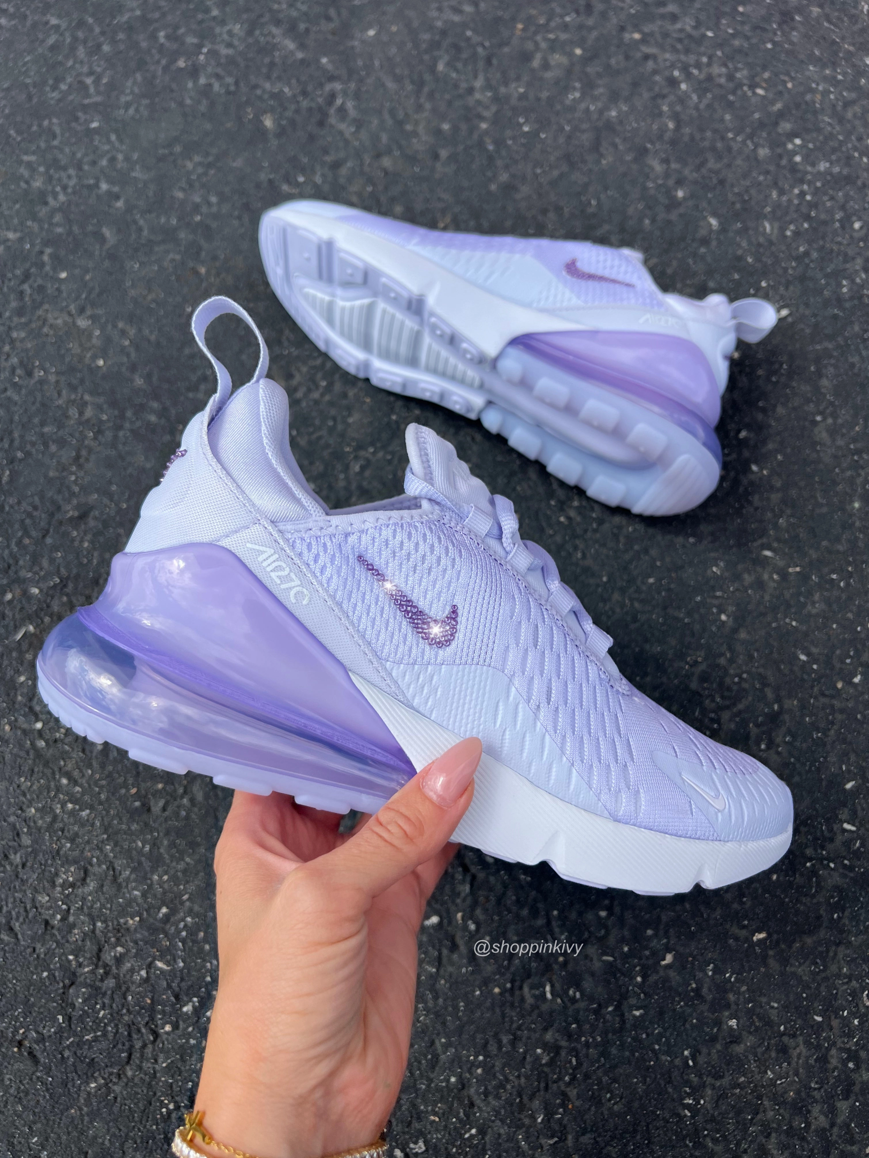 Toe Space Buckle Up Lavender Swarovski Women's Nike Shoes Air Max 270