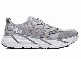 Cool Days No Tie Unisex Hoka Elite Terrain System Clifton L Suede in Galactic Grey