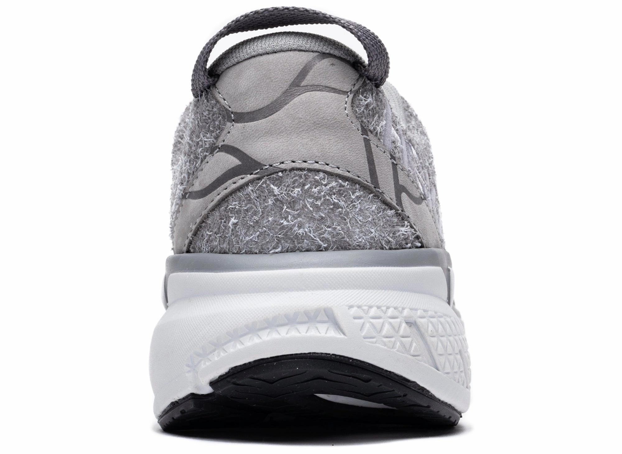 Unisex Hoka Elite Terrain System Clifton L Suede in Galactic Grey Lift Hike