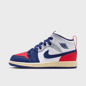 Jordan 1 Mid PS White / Deep Royal Blue - University Red Zero Pain Durable materials