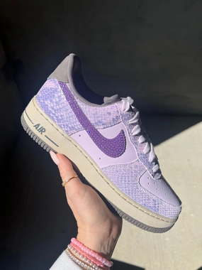 Lightweight Structure Special Edition Purple Snake Print Swarovski Womens Nike Air Force 1