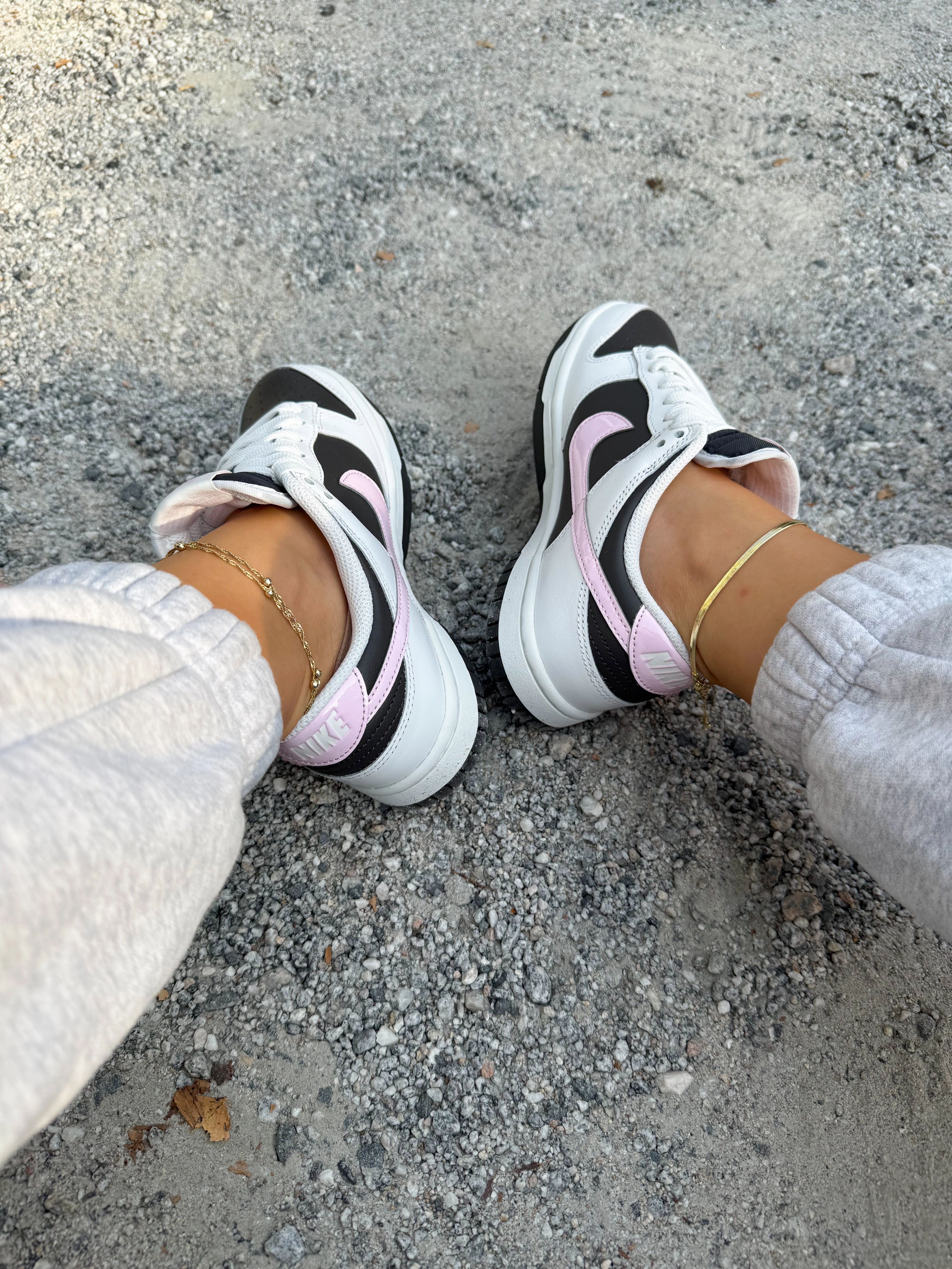 Calm Hike Market Stroll Black White Pink Swarovski Womens Nike Dunk Shoes
