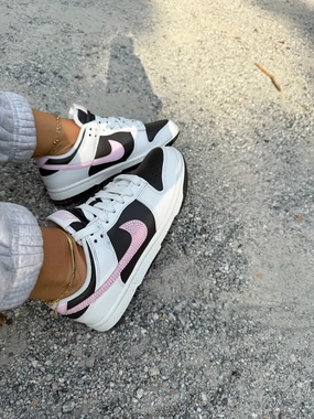 Test Step Black White Pink Swarovski Womens Nike Dunk Shoes