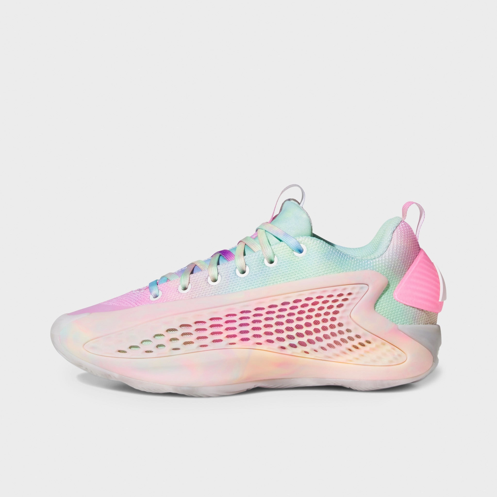 adidas Juniors' Anthony Edwards 1 Low Pink / Green - White All-Day Stability