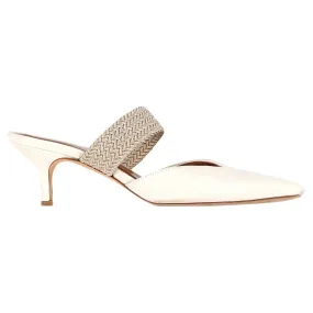 Malone Souliers Maisie Mule Sandals in Off-White Leather Lace Up