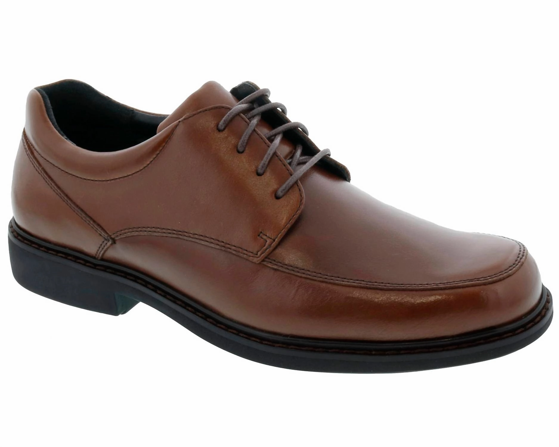 Men's Park Shoe In Brown Leather Comfortable Heel