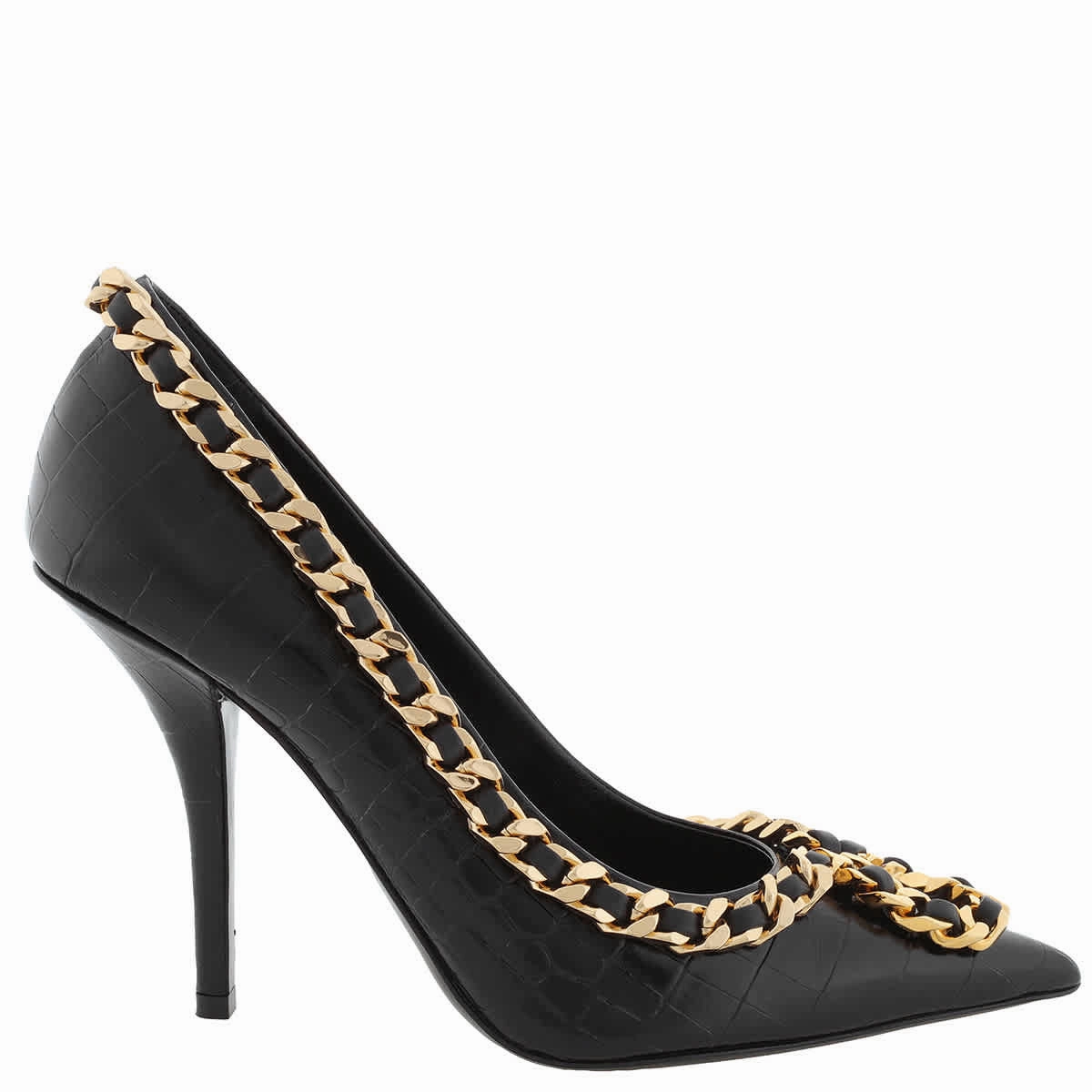 Burberry Chain Link Detail Leather Pumps Sleek Comfort