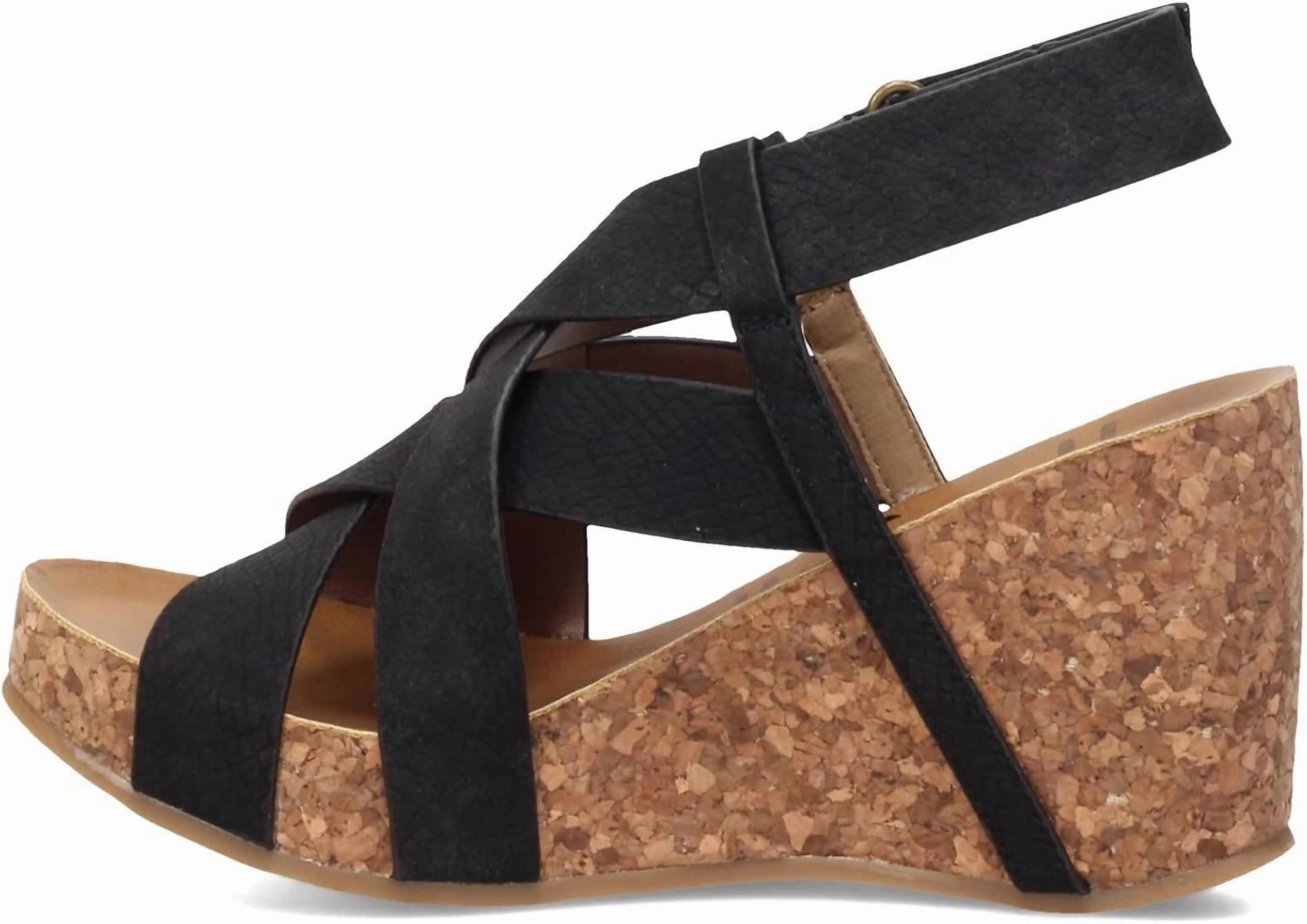 Hotsun Wedge Sandals In Black Trendy Romantic Glow