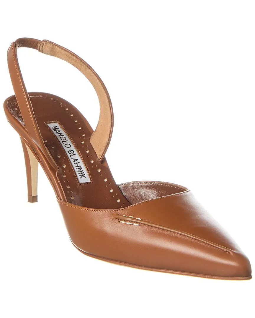 Manolo Blahnik Homerasli 70 Leather Slingback Pump Paris Glow