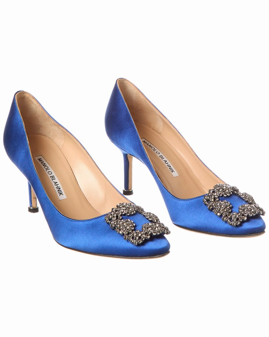 Manolo Blahnik Hangisi 70 Satin Pump (Authentic Pre-Owned) Wedding Shoes Heel Cap