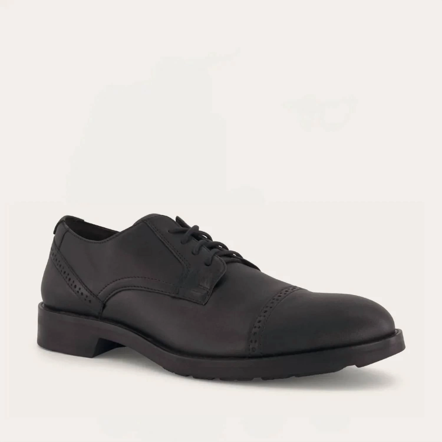 Men's Bondos Oxford Shoes - Medium In Jet Black Leather Simple Leather Refined Style