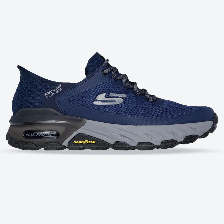 Protective Finish Mountain Climber Reliable Support Men's Wide Fit Skechers 237309 Slip-ins Max Protect Assembly Trainers - Navy