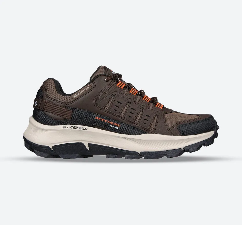 Comfortable Heel Counter Cowboy Fan Men's Wide Fit Skechers 237501 Equalizer 5.0 Trail-Solix Walking Trainers - Brown/Orange