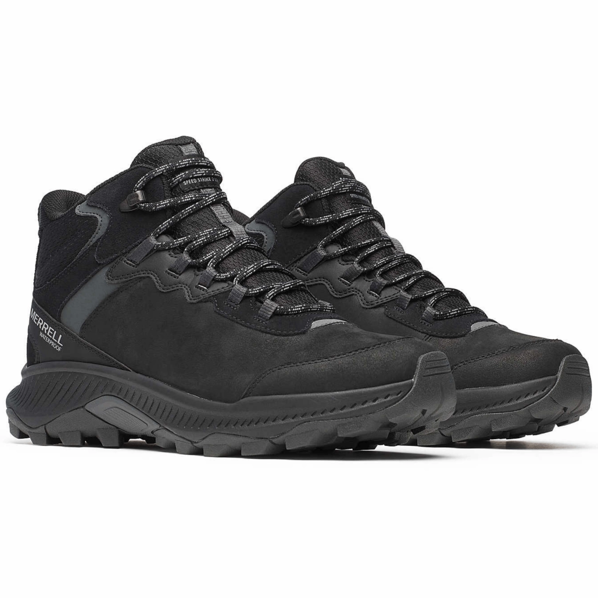 Slip Resistant Grip Flexible Frame Rough Terrain Merrell Men's Speed Strike 2 Mid Black Leather Waterproof